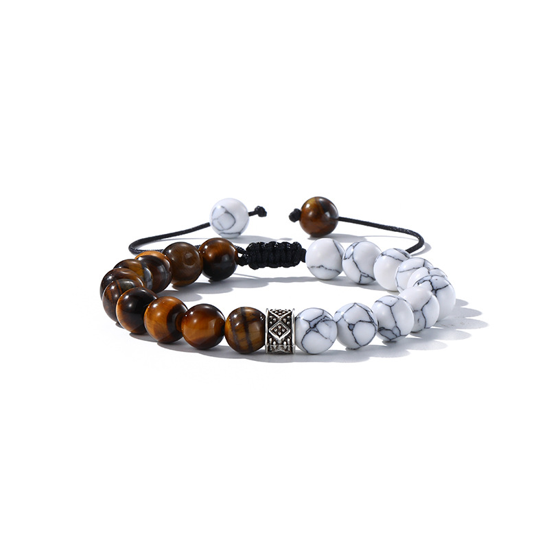 7:White turquoise   yellow tiger eye stone