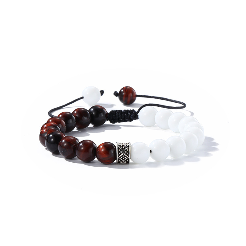 Porcelain white + red tiger's eye stone