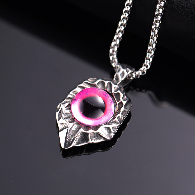 Steel red eye pendant