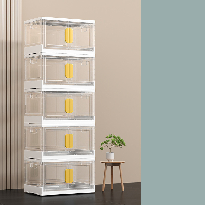 1layer L - Double door transparent - Daylight yellow handle -40x29x25cm