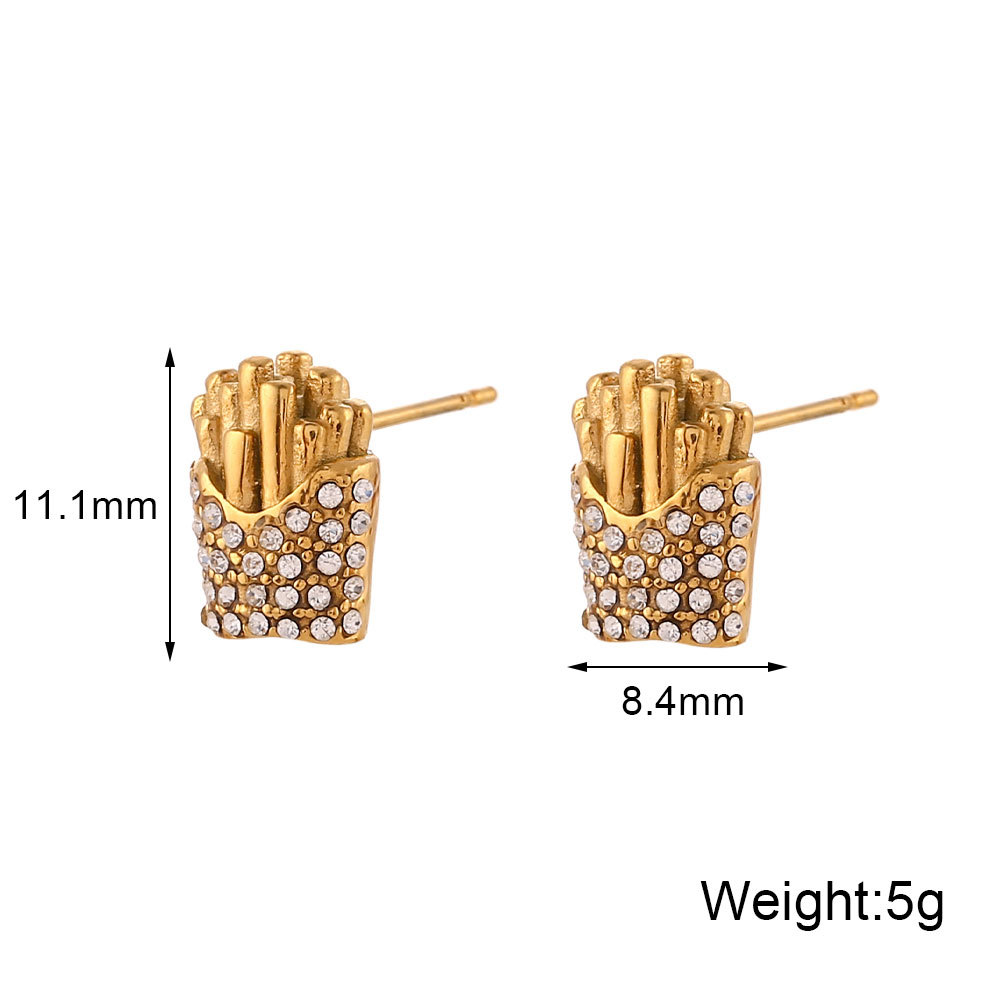 Stud earrings - Gold - white diamond