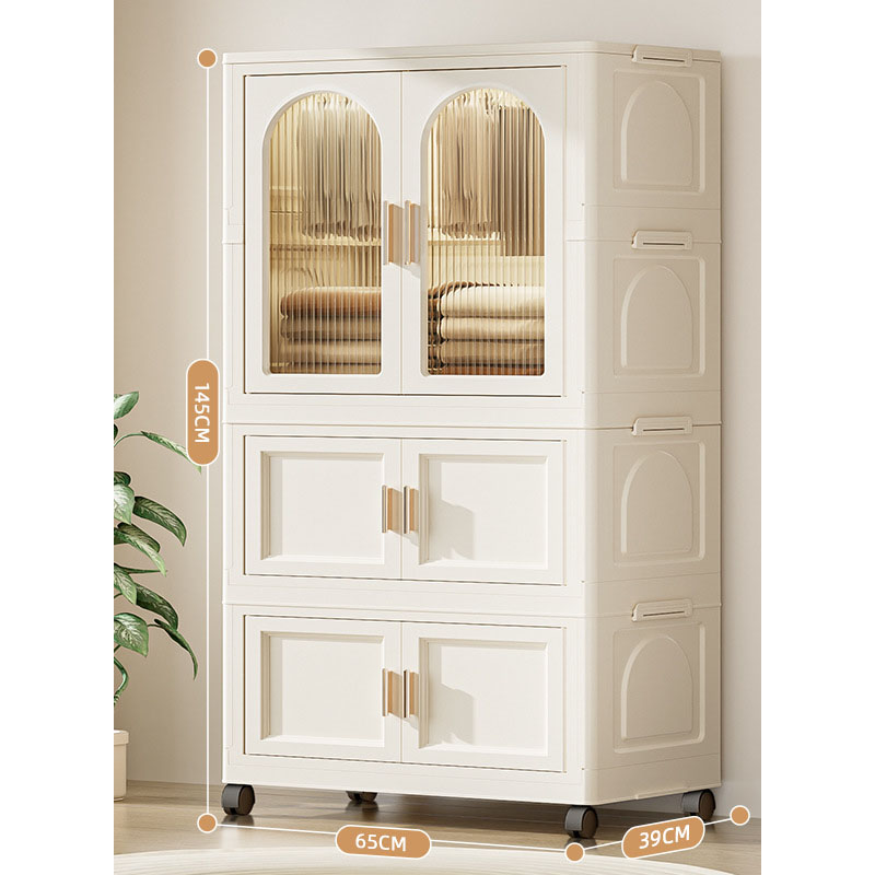 Clothes   2-layer folding cabinet - cream color