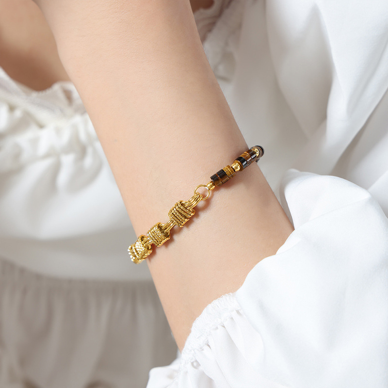 7:Brown natural stone bracelet - 18cm