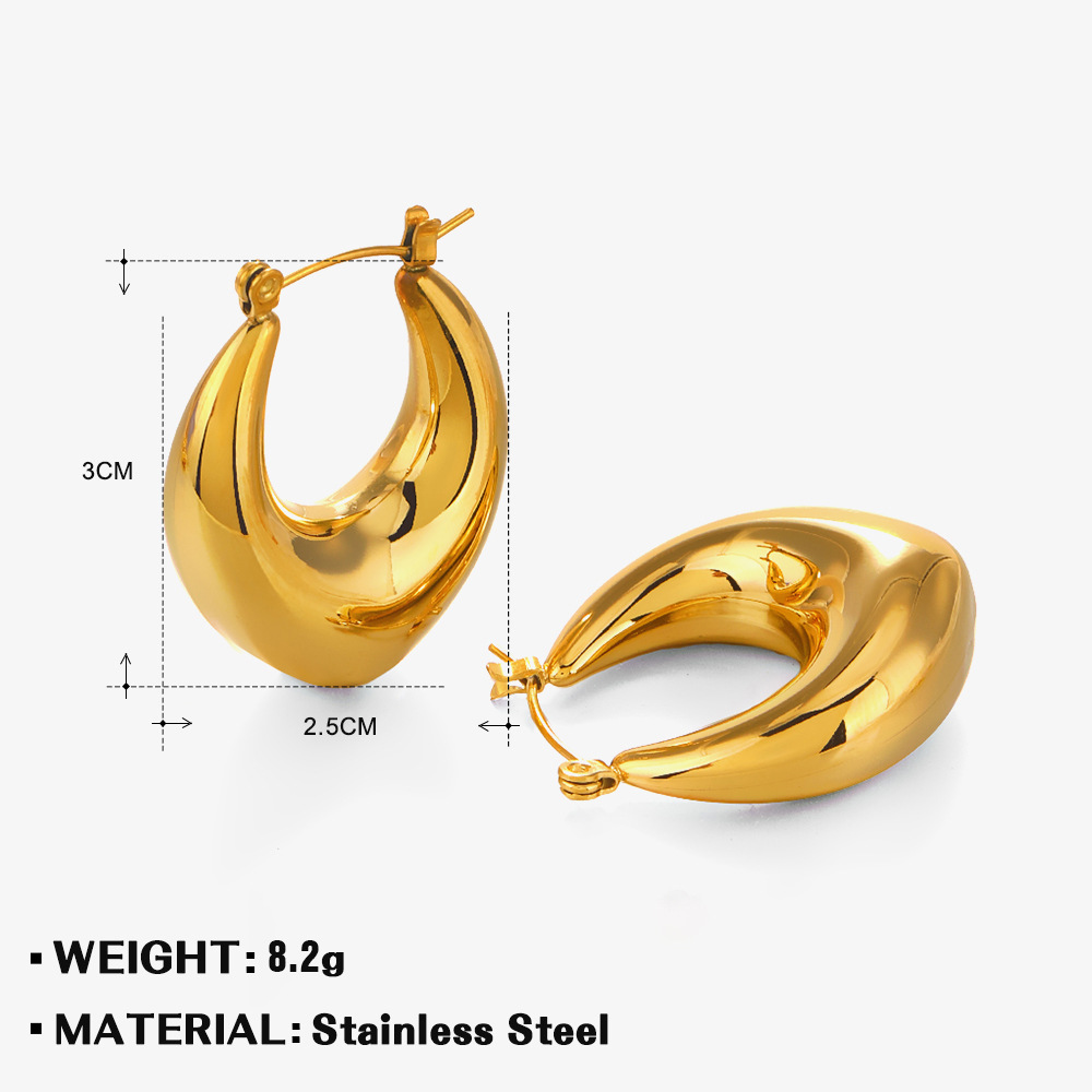 Fat U-shaped hollow earrings