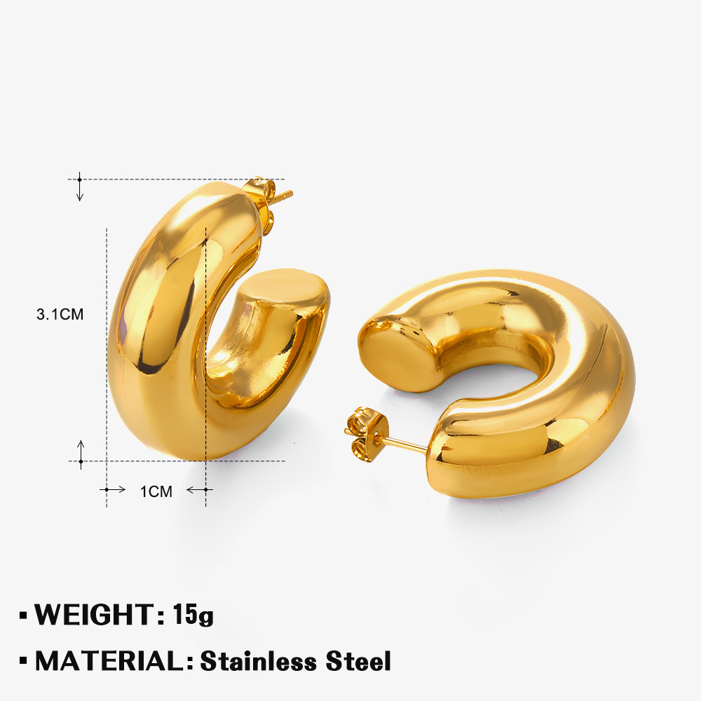 Big C-shaped hollow earrings