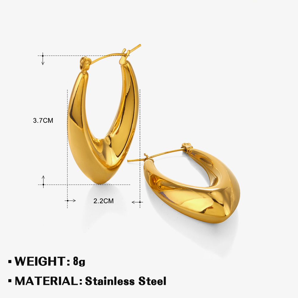 Pointed oval hollow earrings