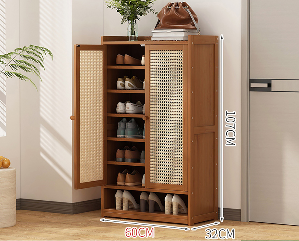 Storage shoe cabinet plastic rattan door eight-layer double door