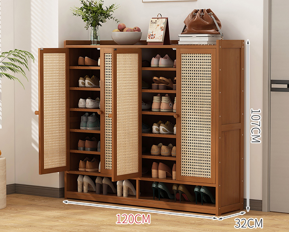 Storage shoes cabinet plastic rattan door eight layers four doors