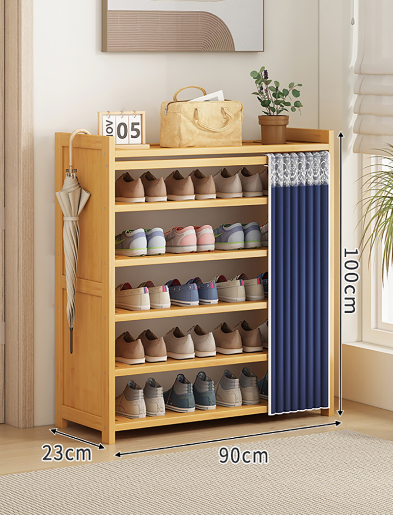 6-layer 90cm shoe cabinet with dark blue cloth cover