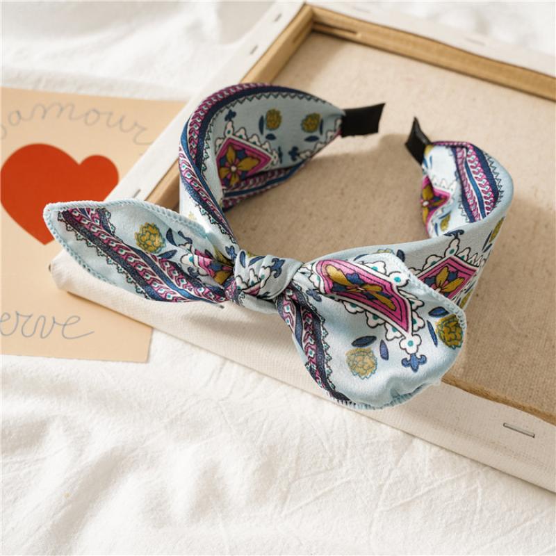 Square scarf Blue rabbit ears headband