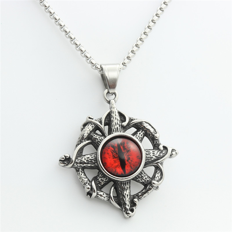 Red Eye pendant with chain 3.0*60cm square pearl c