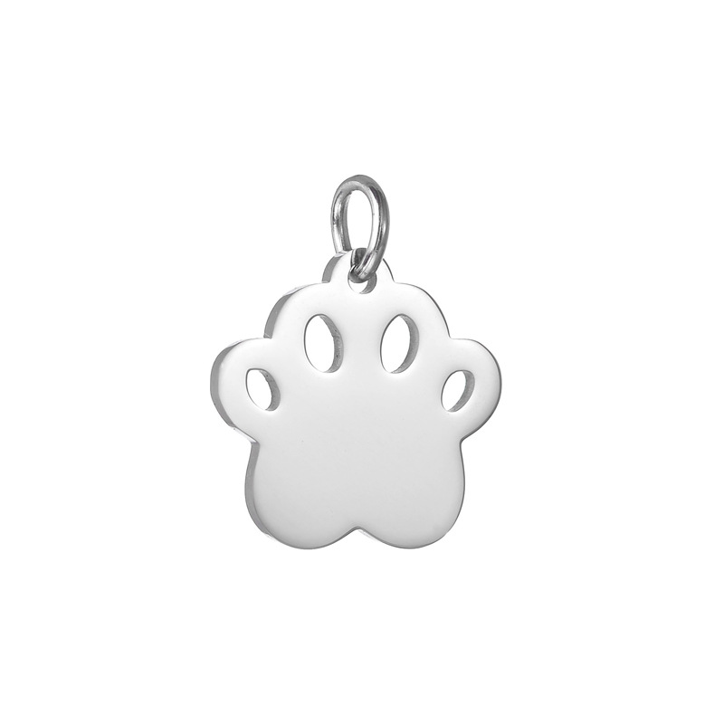 Single pendant paw print - steel color