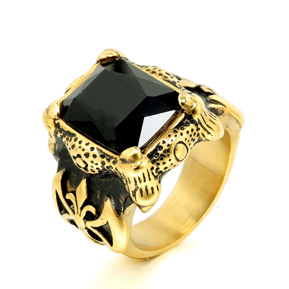 Black gems on a gold background US Size #7