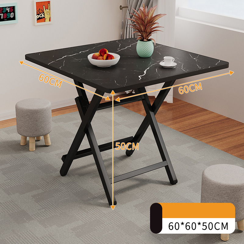 Black stone pattern 60*60*50H - black lacquered legs