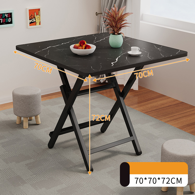 Black stone pattern 70*70*72H - Black lacquered legs