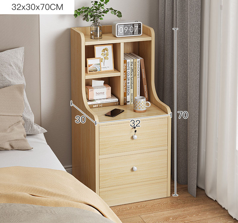 [ Conventional ] 32 * 30 * 70 double-tap lock drawn oak color