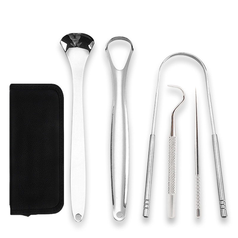 Tongue Scraper 5-Piece Set - Leather Set