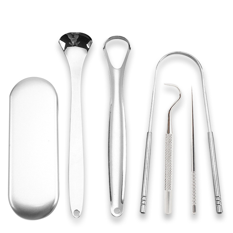 Tongue scraper 5-piece set-iron box