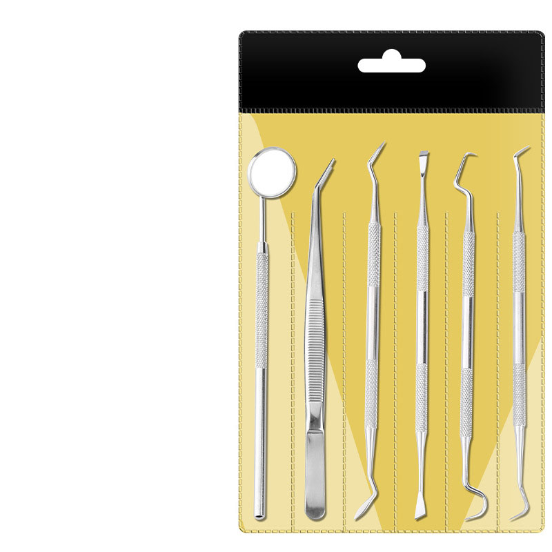 PVC six-piece set [ mirror. Probe. Tweezers. A sickle type. hoe type. Nail remover ]