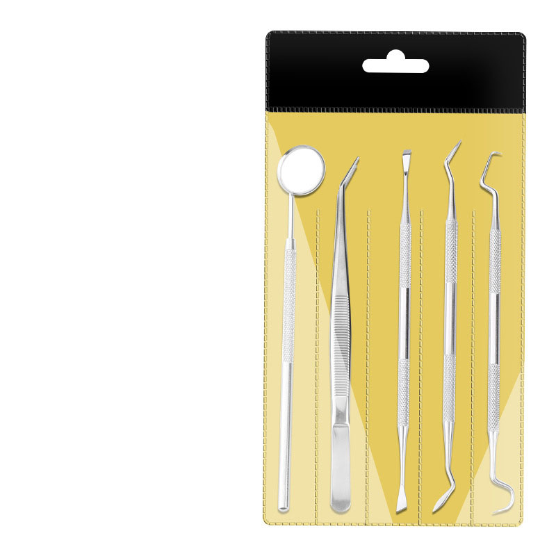 PVC five-piece set [ mirror. Probe. Tweezers. A sickle type. hoe type ]