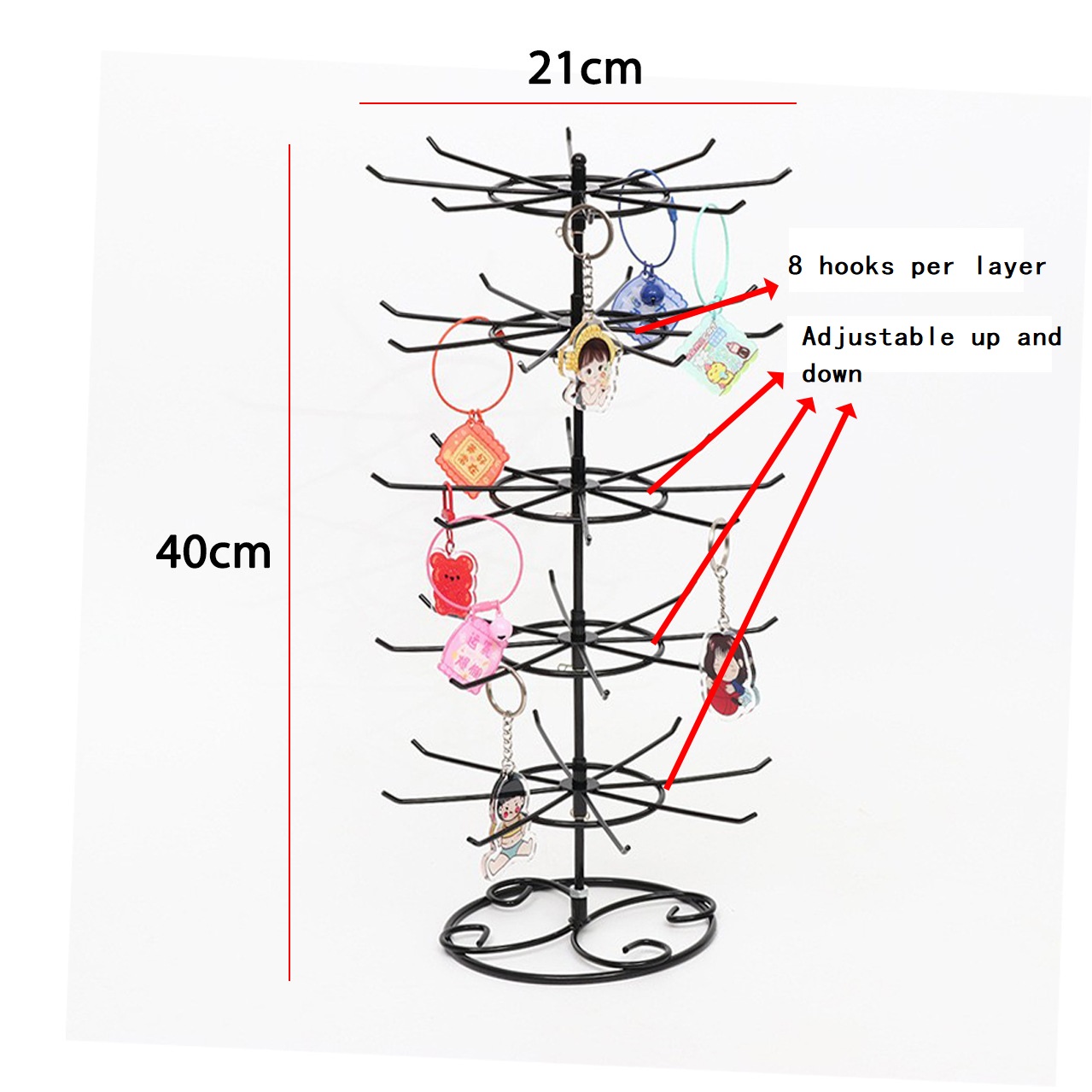 5 layers total 40 hooks Black height 40cm (hook ad