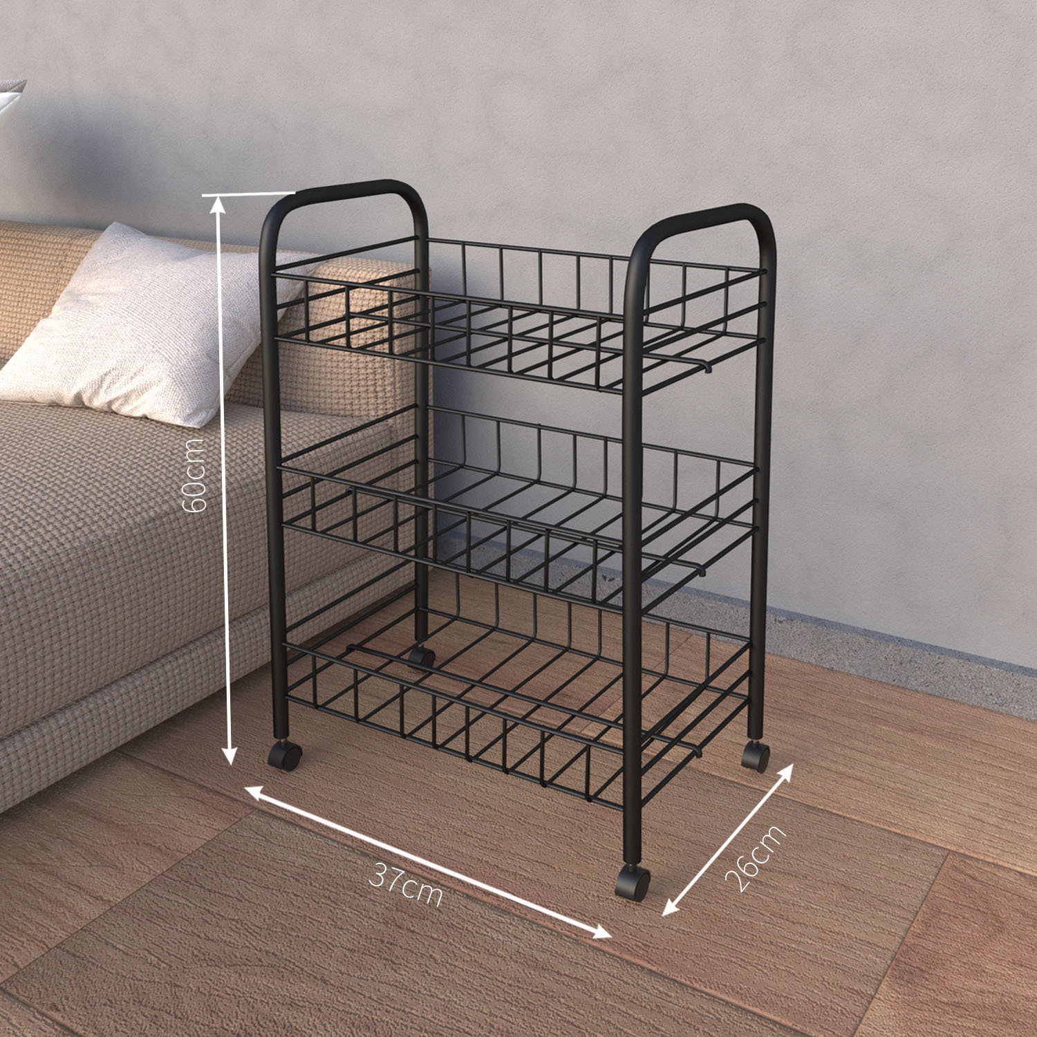 3 layers of black wire frame   pulley