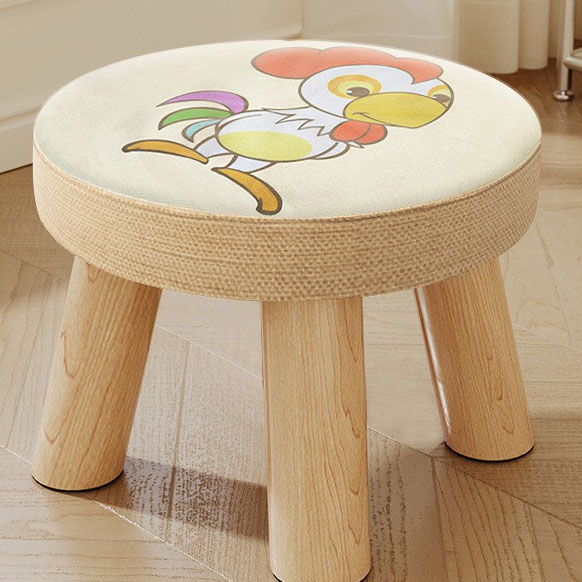 The three-legged solid wood round stool is removable