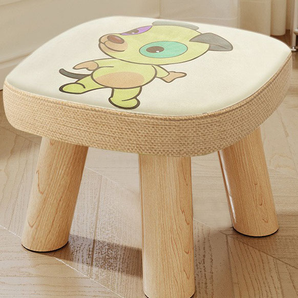 The three-legged solid wood square stool is removable