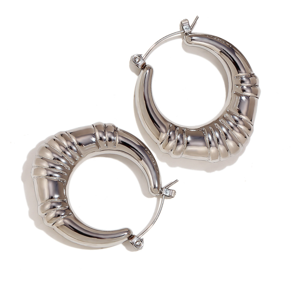 Hollow 3 segment striped ear - steel color