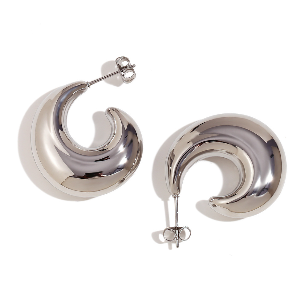 Hollow 28mm wave ears - steel color