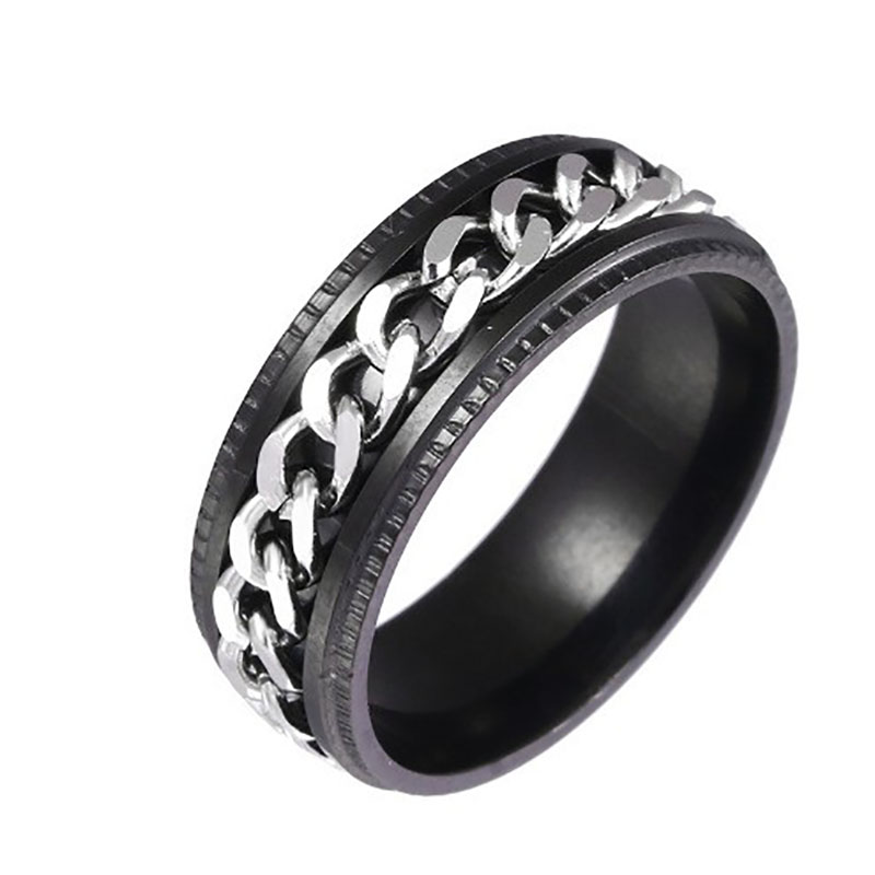 Black ring   silver chain 5