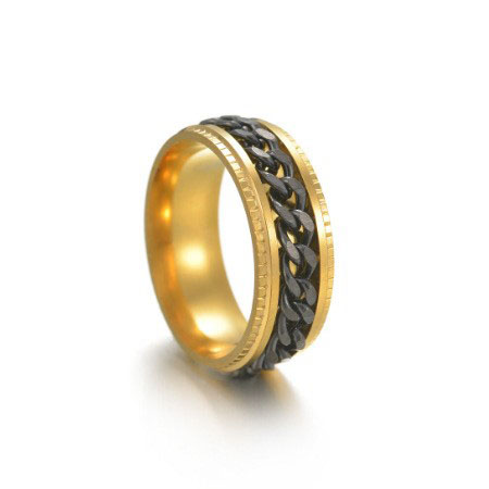 Gold ring   black chain 5