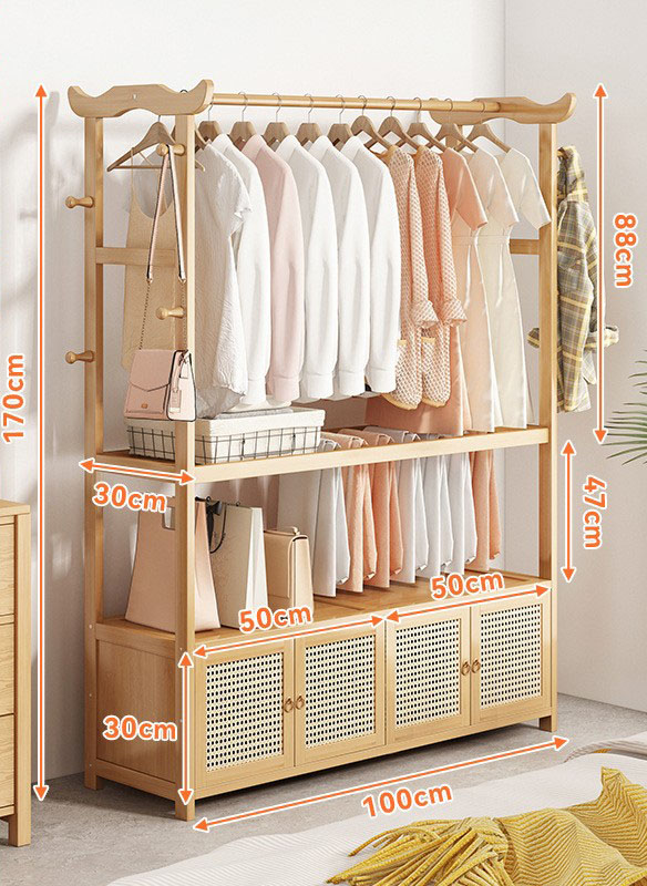 Primary color 100CM long [breathable plastic Rattan door]   trouser rack