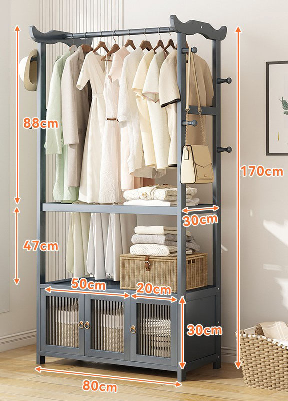 Grey 80CM long [sealed rainbow door]   trouser rack