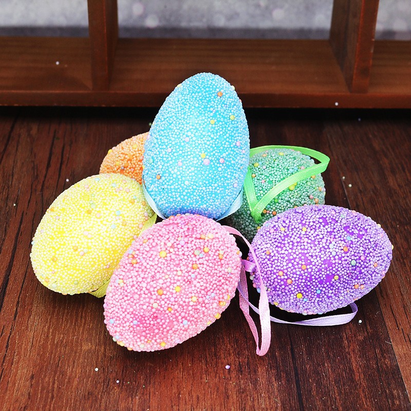 4 * 6CM pure color foam point 6 / bag Easter eggs