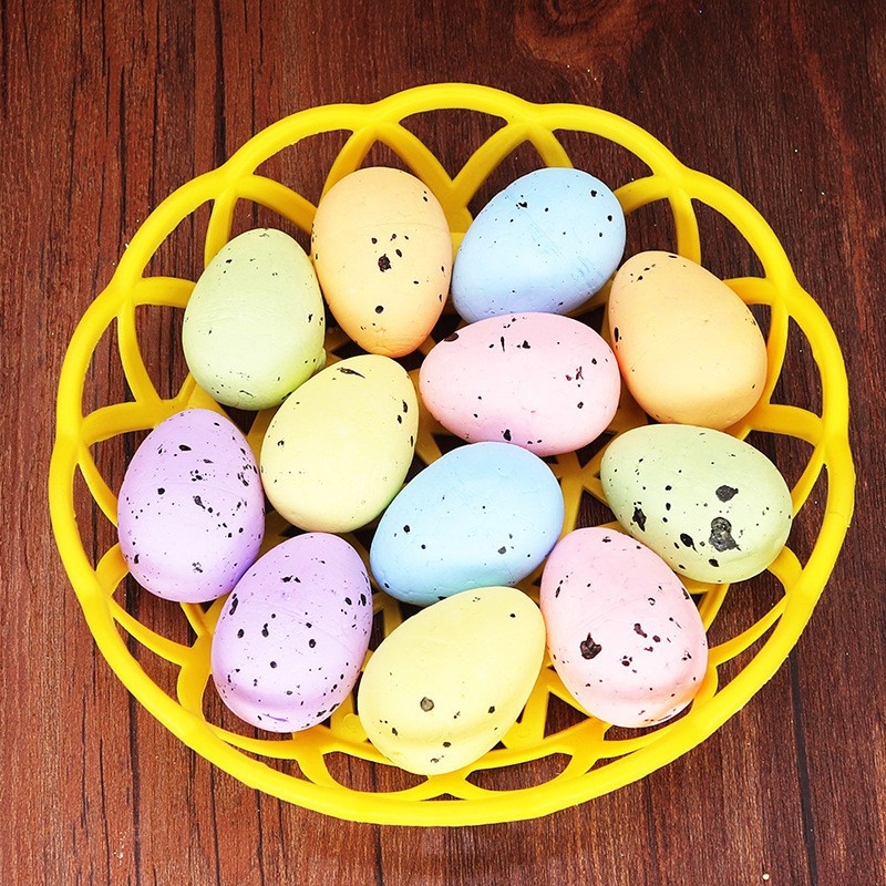 3 * 5CM color foam spotted eggs 12 white blue mesh bagged Easter eggs