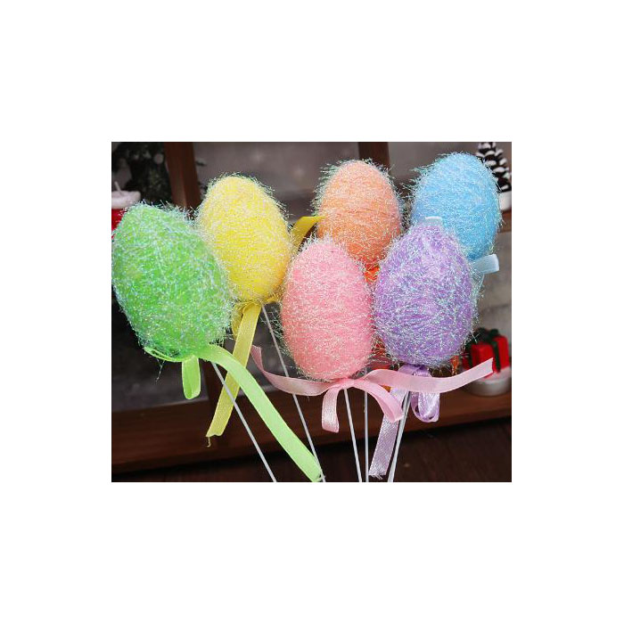 Easter egg 012 4-6CM foam long-haired egg 6 packs