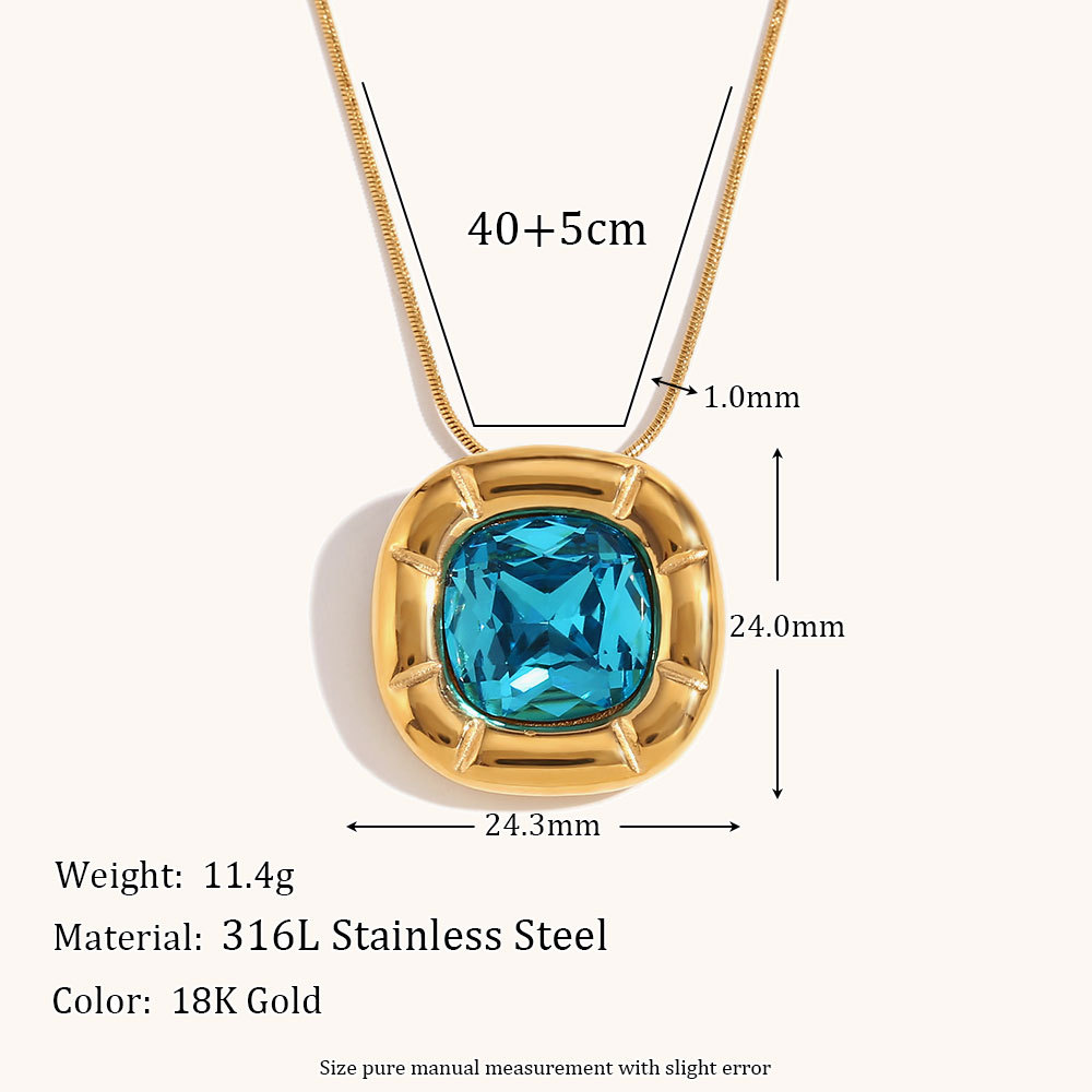 Necklace-blue zirconium