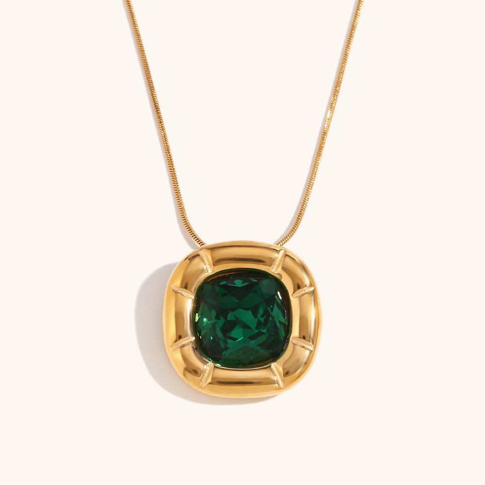 Necklace - Green Zirconium