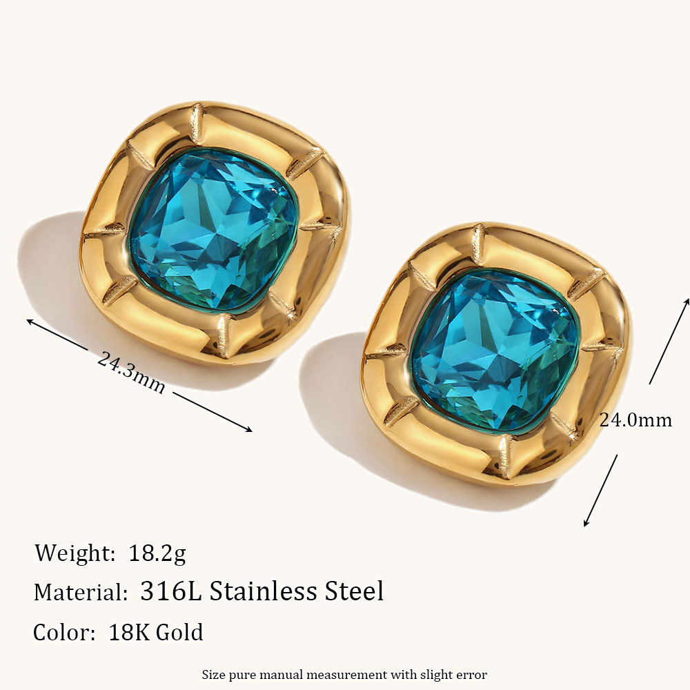 Ear studs-blue zirconium