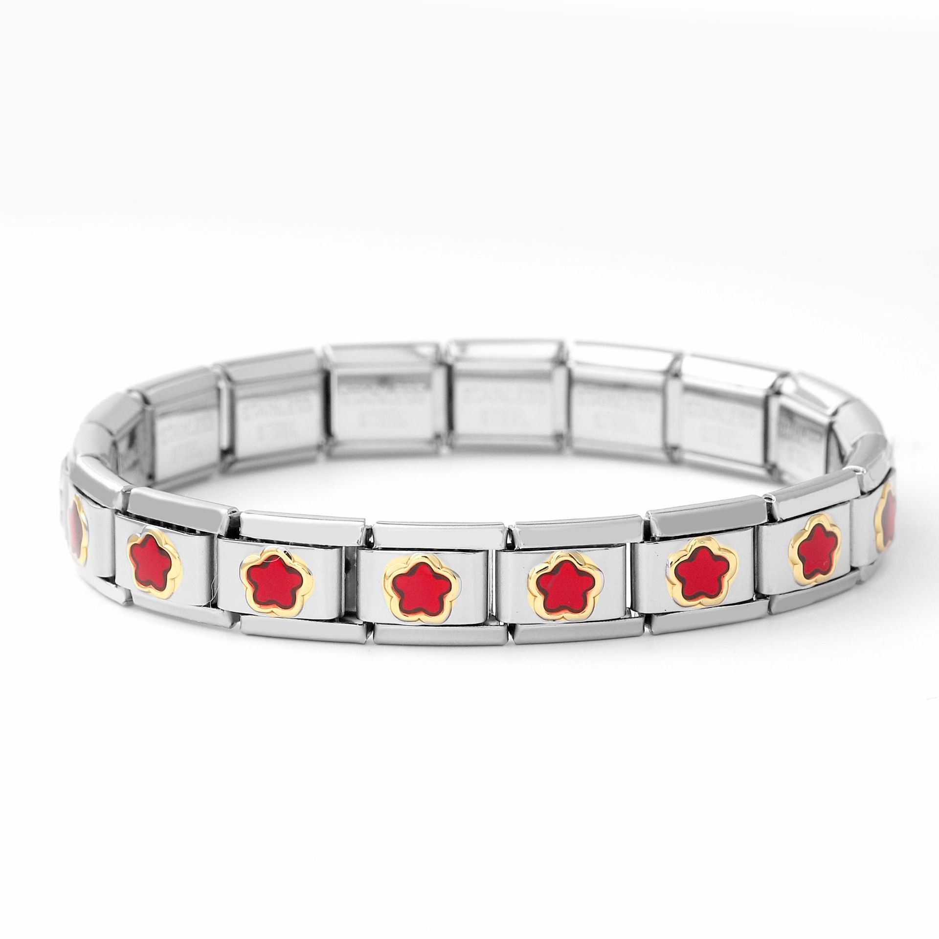 17:Gilt five-petal flower - transparent red 1 section