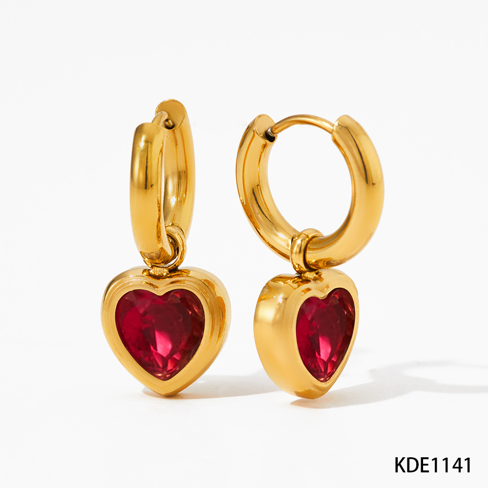 Earrings + red zirconium