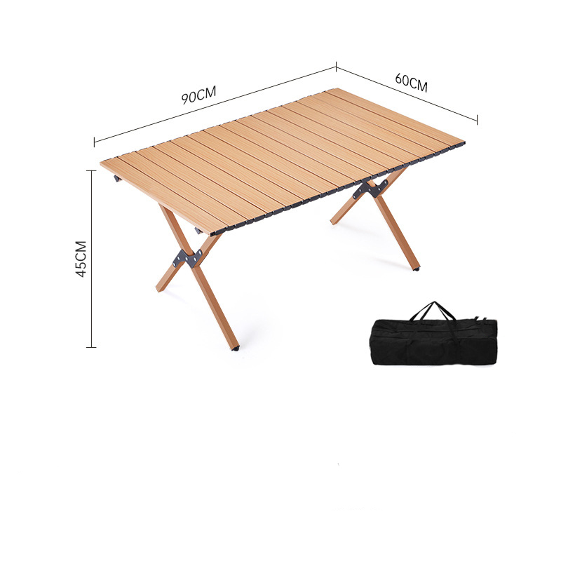 Carbon steel omelet table 90 - Wood grain color