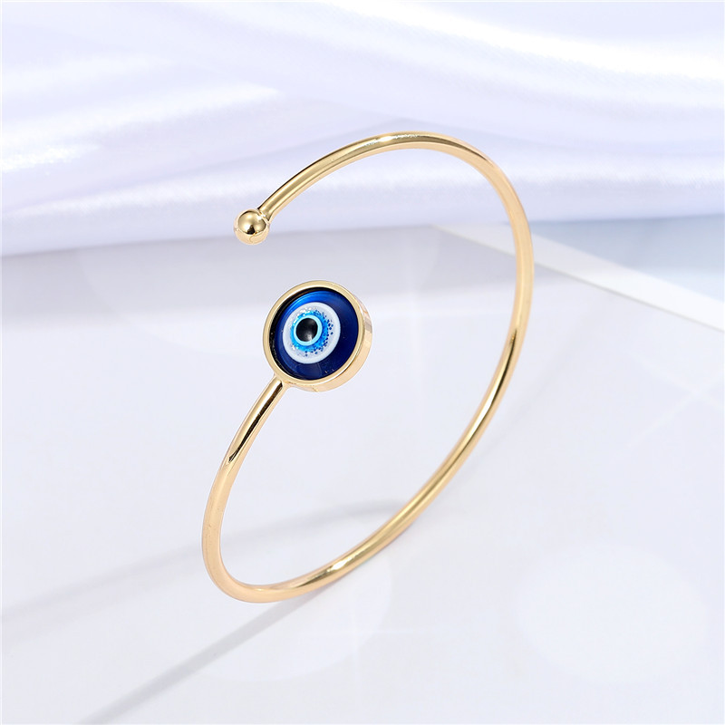 Blue pink eyes gold bracelet