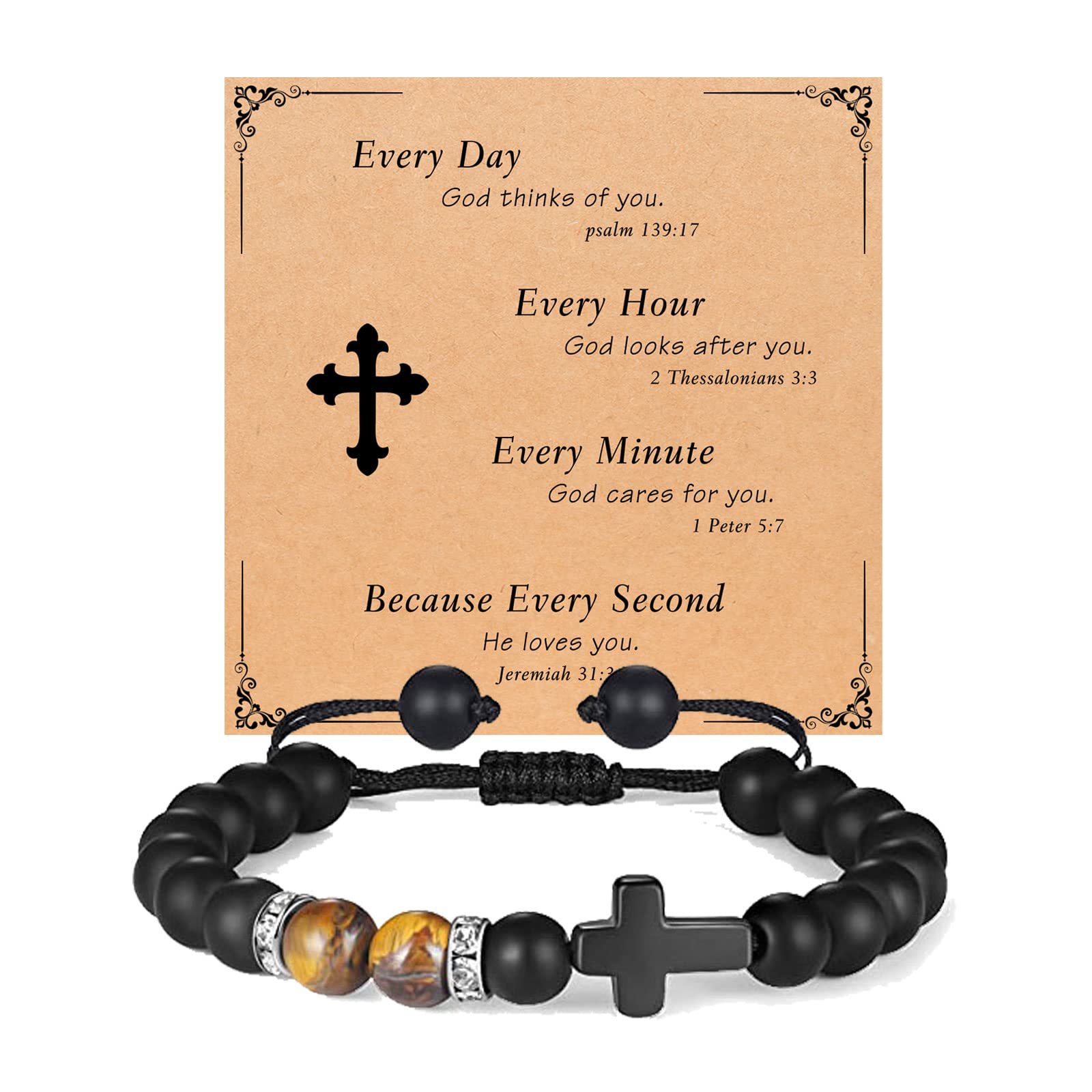 Tiger Eye Frosted stone white diamond circle Cross