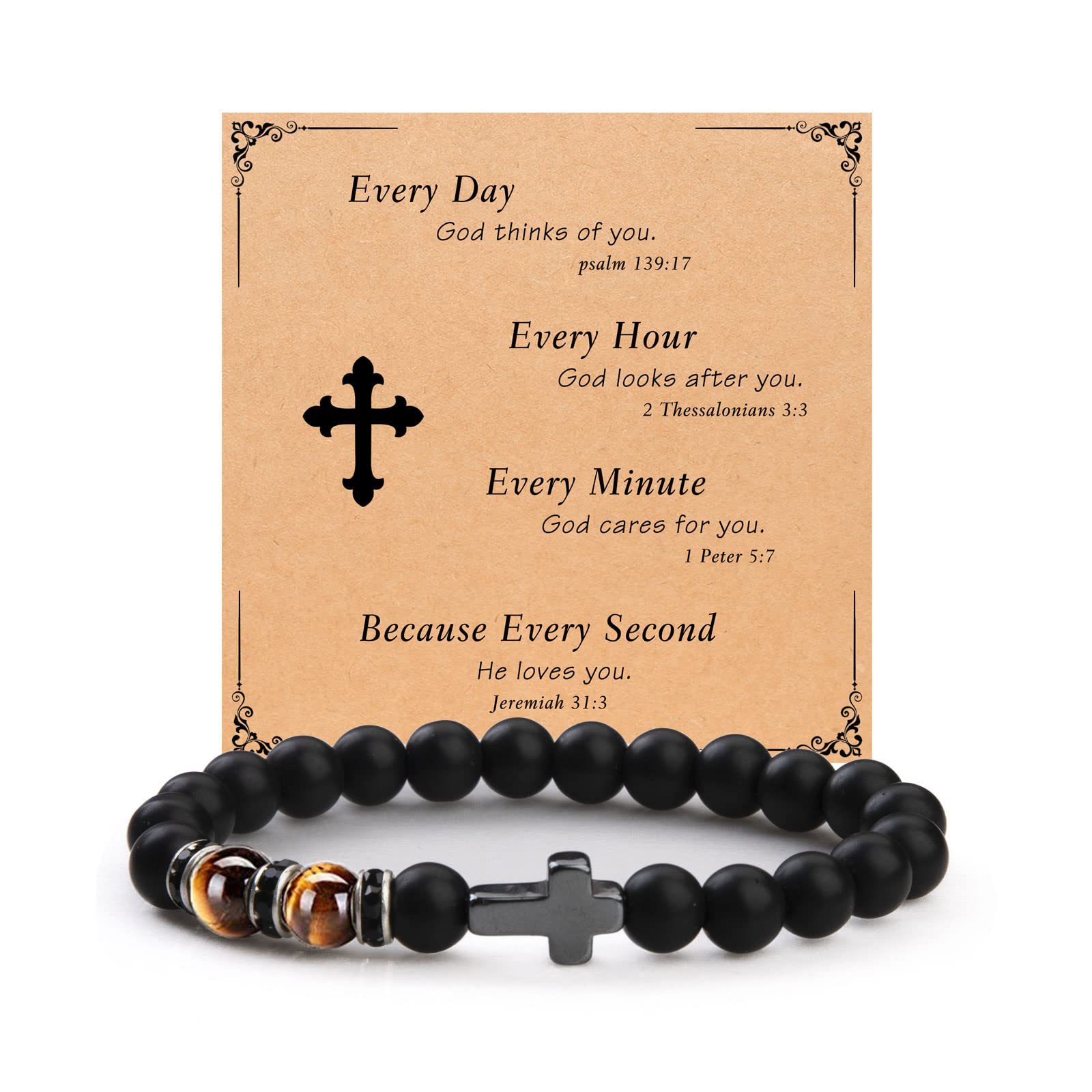 Tiger Eye Frosted stone Black diamond circle Cross