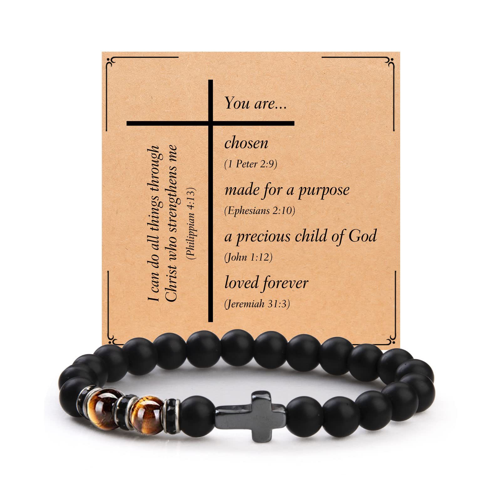 2:Tiger Eye Frosted stone Black diamond circle Cross bracelet  You are chosen card