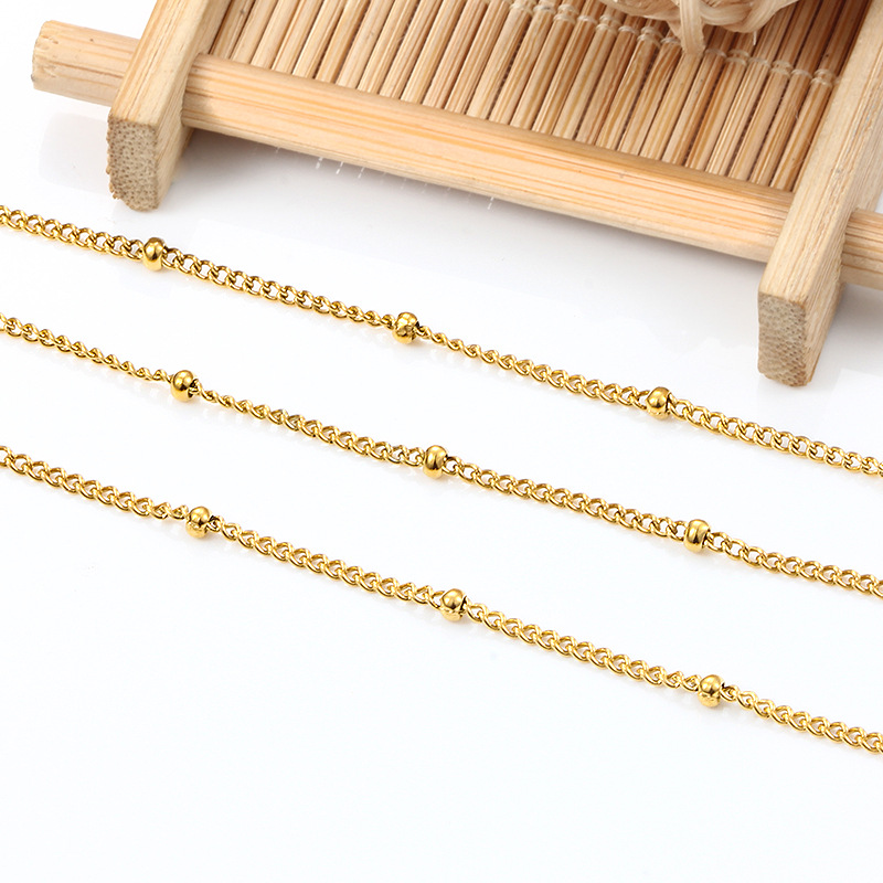 8#1 side clamp bead chain 1.5mm+ Bead 2.1mm 18K go