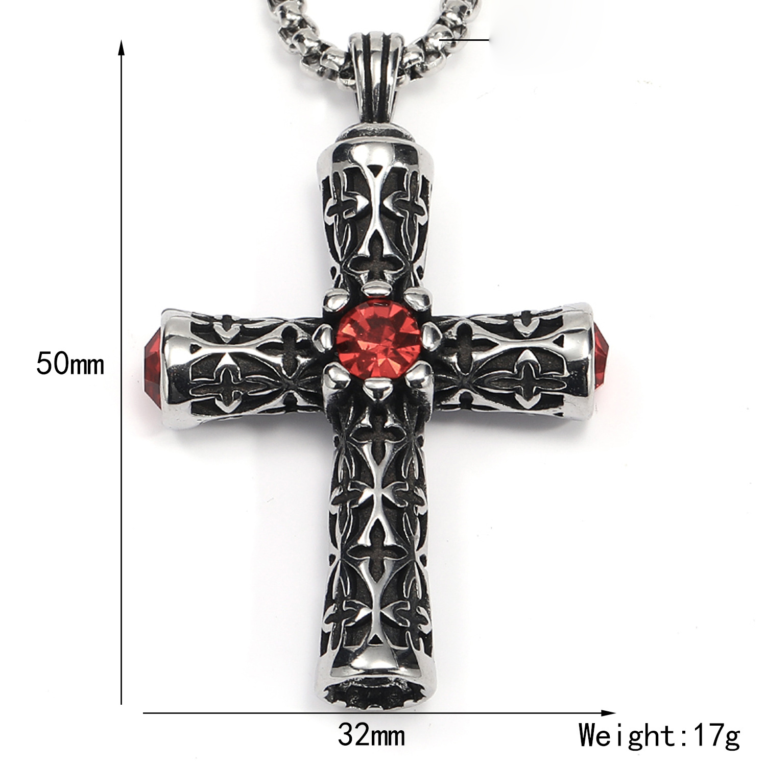 Steel red diamond pendant