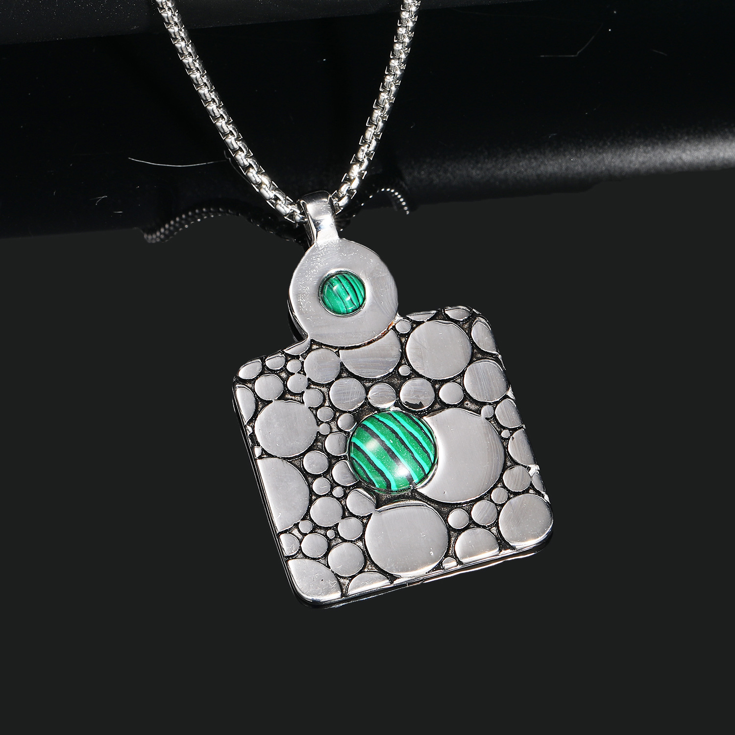 Steel malachite pendant + steel color 60CM square